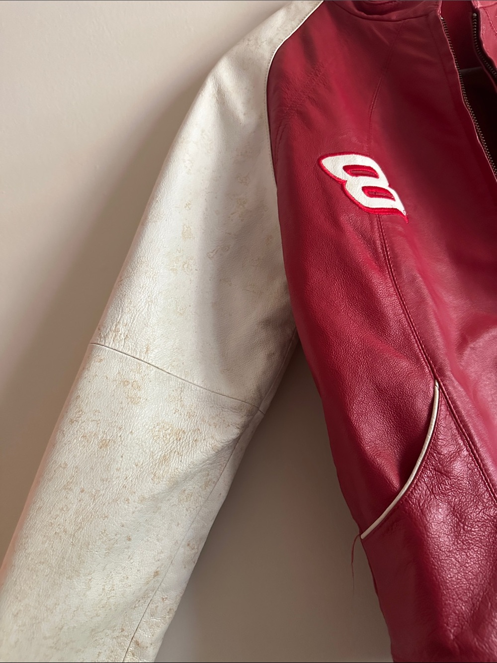 Wilsons Leather Red and White Racing-Style Leather Jacket - Picture 8 of 14
